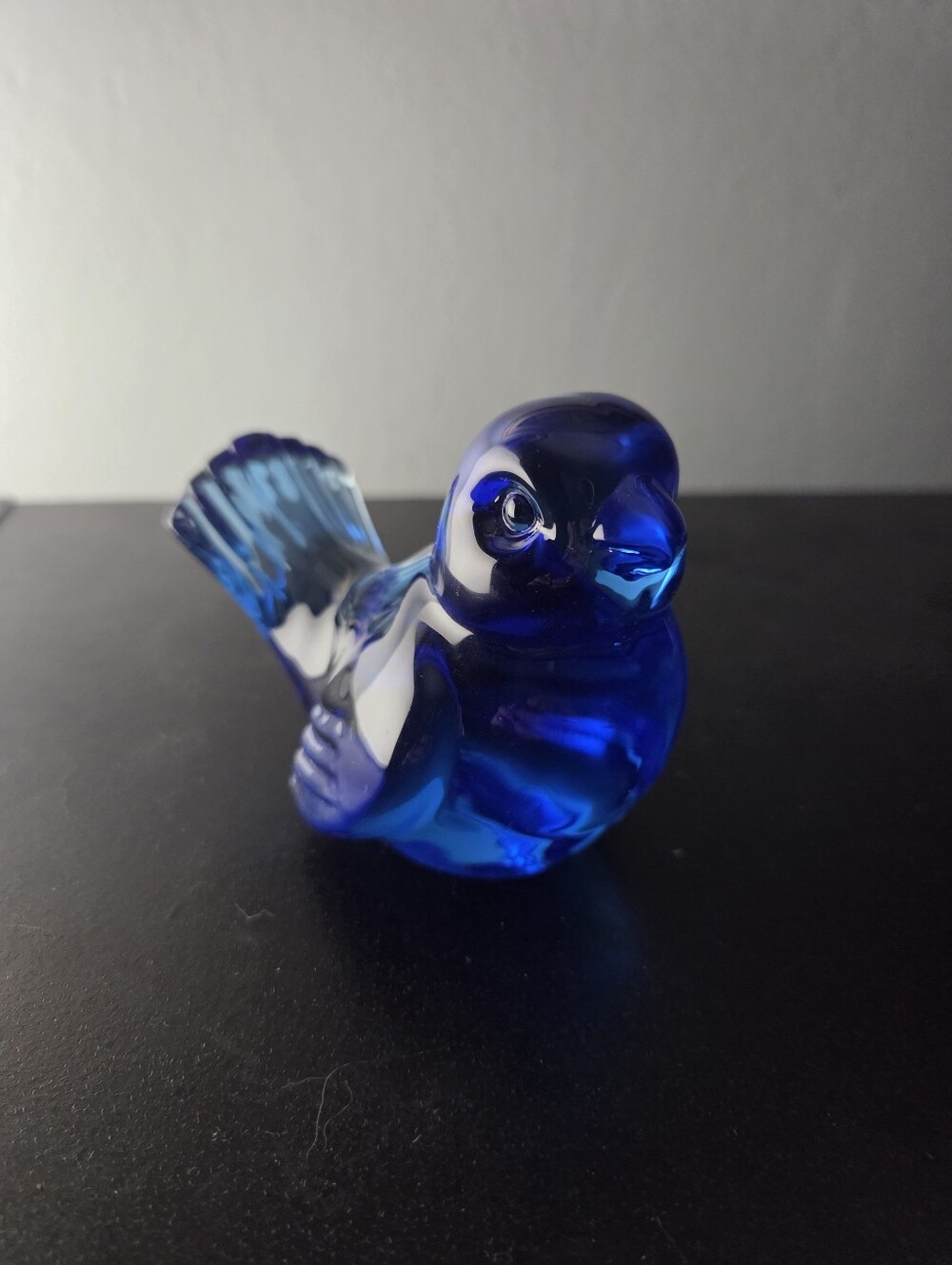 Cobalt Blue Glass Bird Figurine